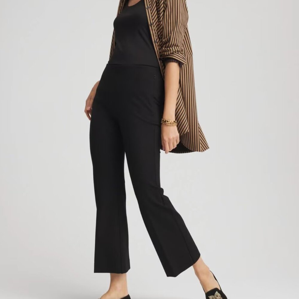 Chico's So Slimming Juliet Kick Flare Crop Basic Black Size 000 (0-xs) NWT